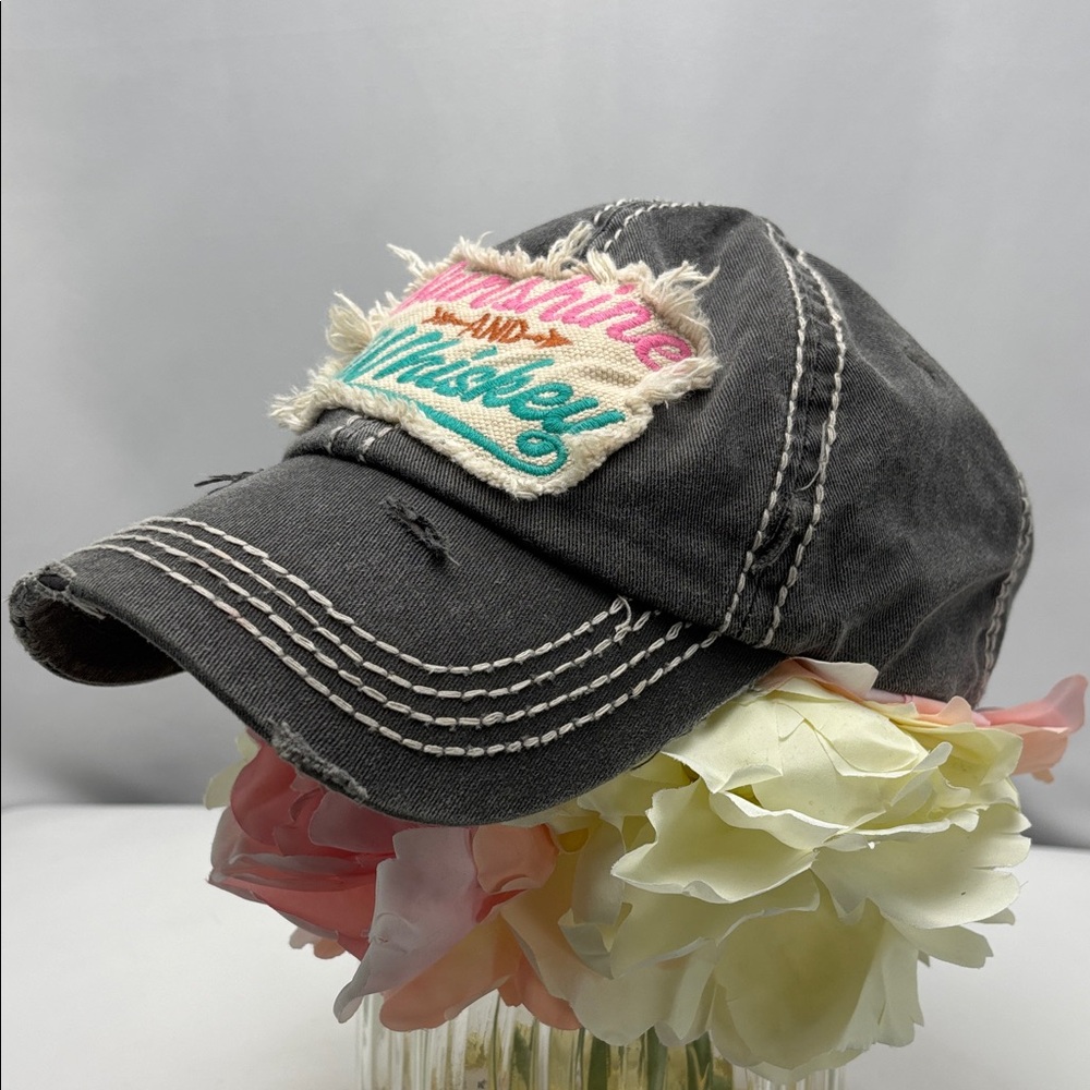 Distressed Black Cap with Embroidered Patch - Picture 2 of 9